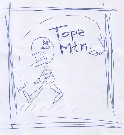 Tape Mountain backwards punt logo